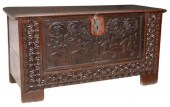 MONUMENTAL CARVED OAK COFFER S