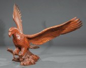 MONUMENTAL CARVED WOOD SPREADW