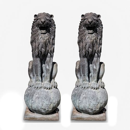 MONUMENTAL CAST METAL GUARDIAN LION