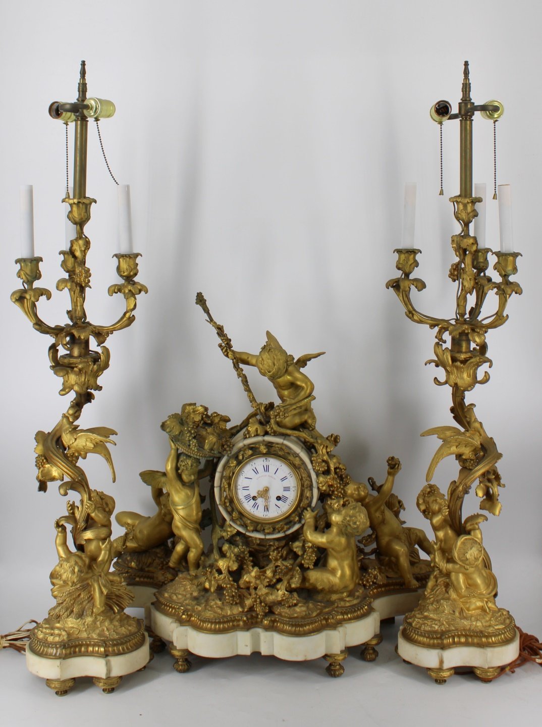 MONUMENTAL DORE BRONZE FRENCH CLOCK