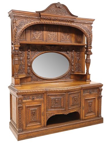 MONUMENTAL ENGLISH CARVED OAK