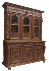 MONUMENTAL FRENCH CARVED OAK H
