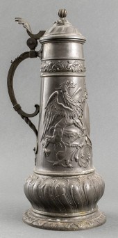 MONUMENTAL GERMAN PEWTER TANKA