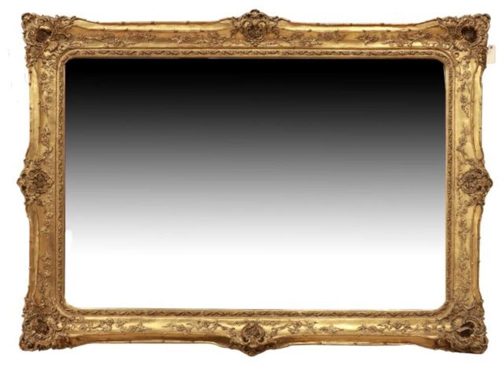 MONUMENTAL GILTWOOD BEVELED MIRROR,