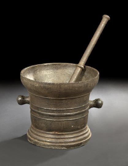 Monumental Iron Mortar and Pestle,