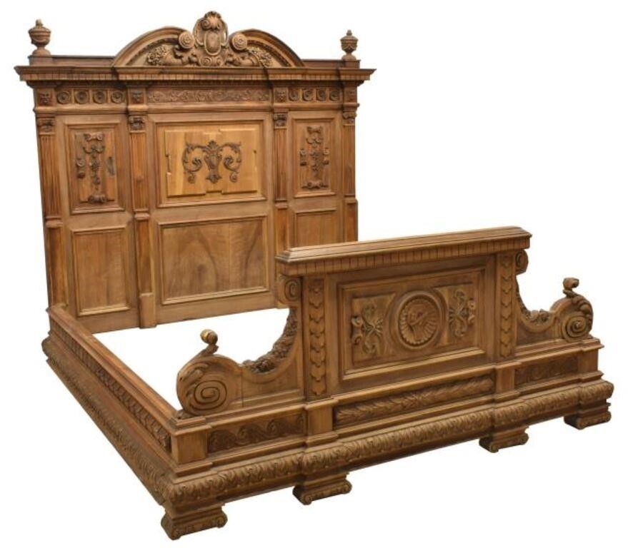MONUMENTAL ITALIAN CARVED WALNUT
