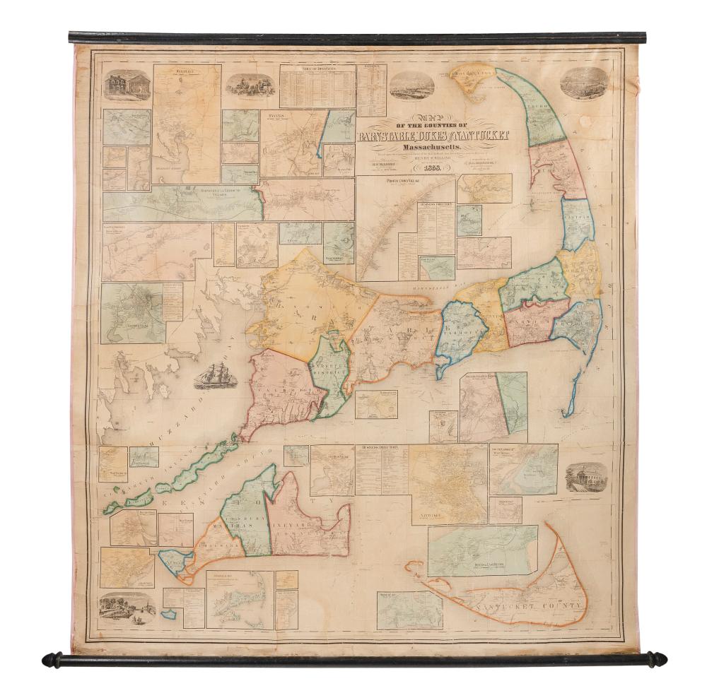 MONUMENTAL MAP OF CAPE COD 1858