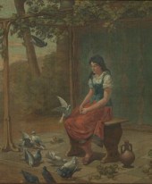 Monumental Painted Linen Panel