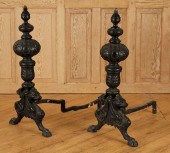 MONUMENTAL PAIR CAST IRON GRIF