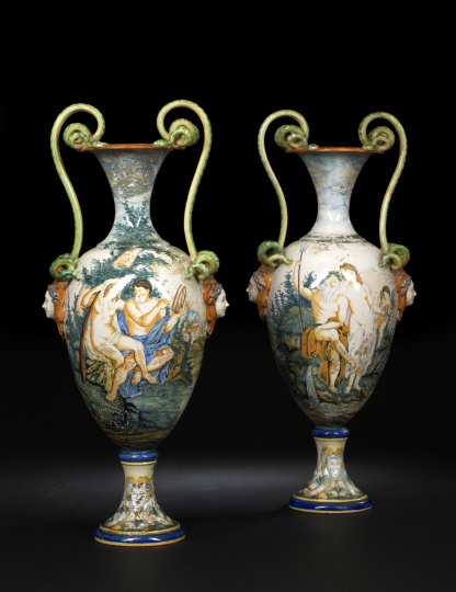 Monumental Pair of Italian Majolica