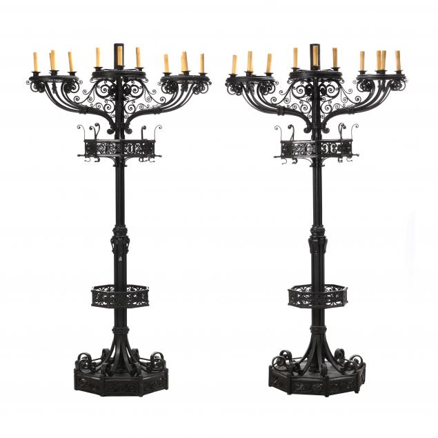 MONUMENTAL PAIR OF WROUGHT IRON