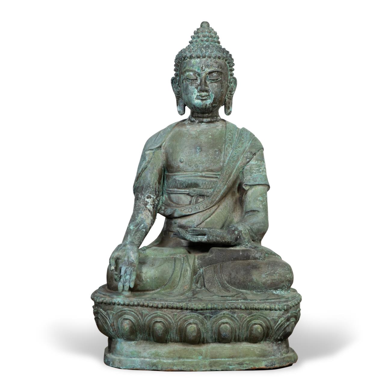 MONUMENTAL PATINATED METAL SEATED