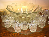 MONUMENTAL PRESSED GLASS PUNCH