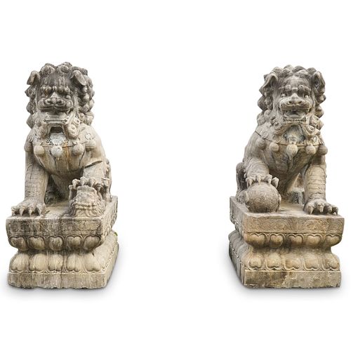 MONUMENTAL QING DYNASTY STONE FOO