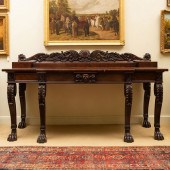 MONUMENTAL REGENCY CARVED MAHO