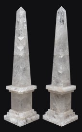 MONUMENTAL ROCK CRYSTAL OBELIS
