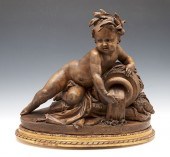 MONUMENTAL TERRA COTTA CUPID W