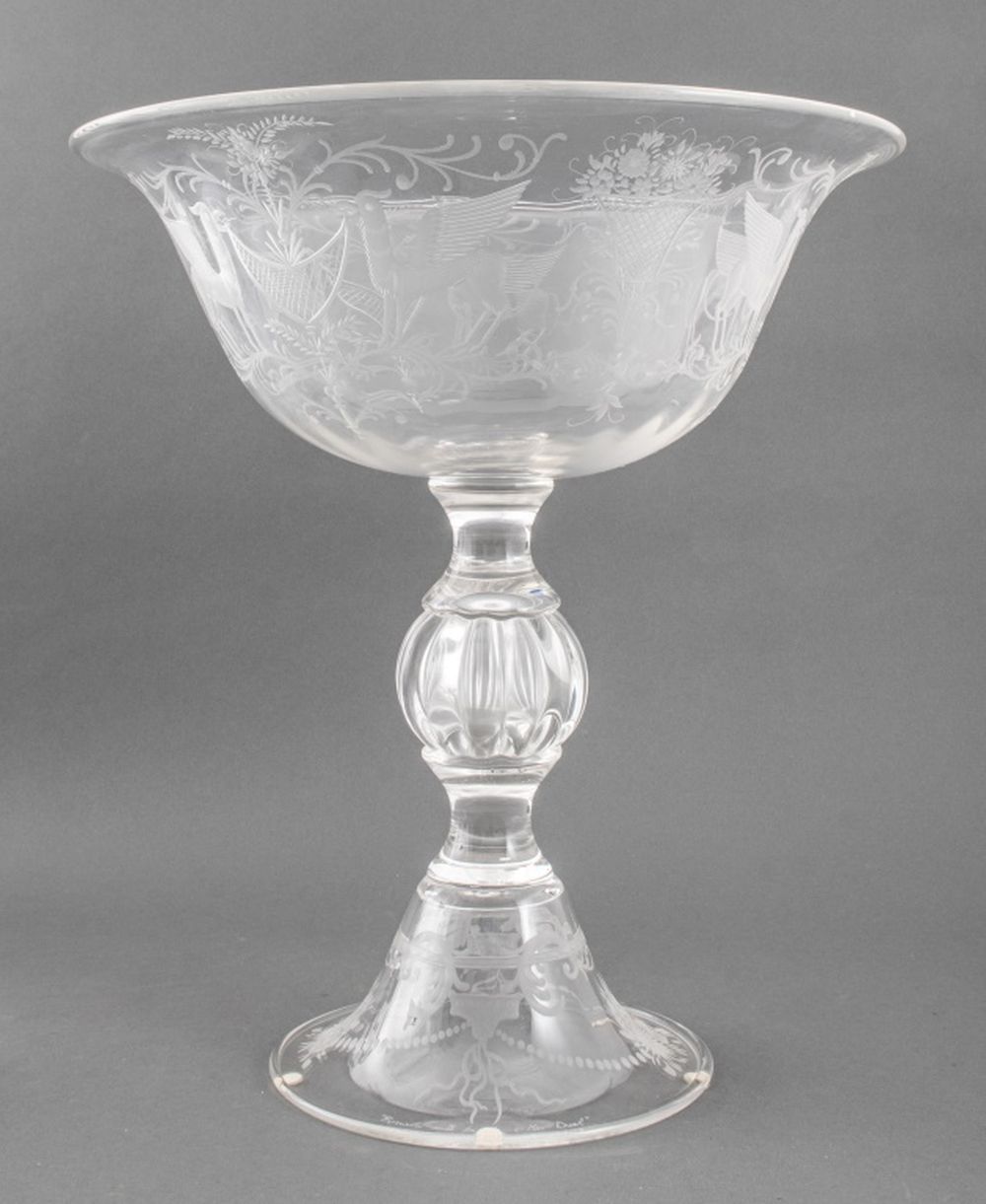MONUMENTAL WHEEL-CUT GLASS TAZZA