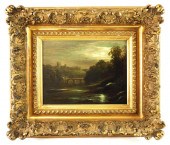 MOONLIT LANDSCAPE, OIL ON CANV