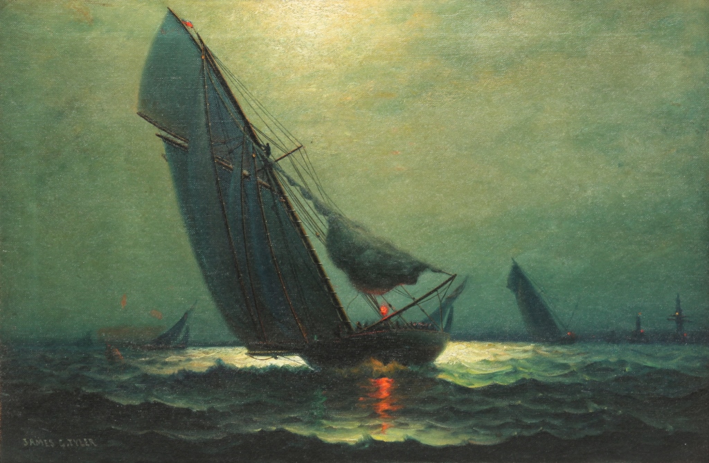 MOONLIT SHIPS AT SEA BY JAMES