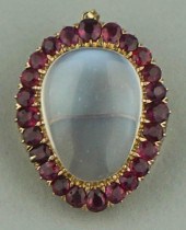 MOONSTONE, RUBY AND 14K GOLD P