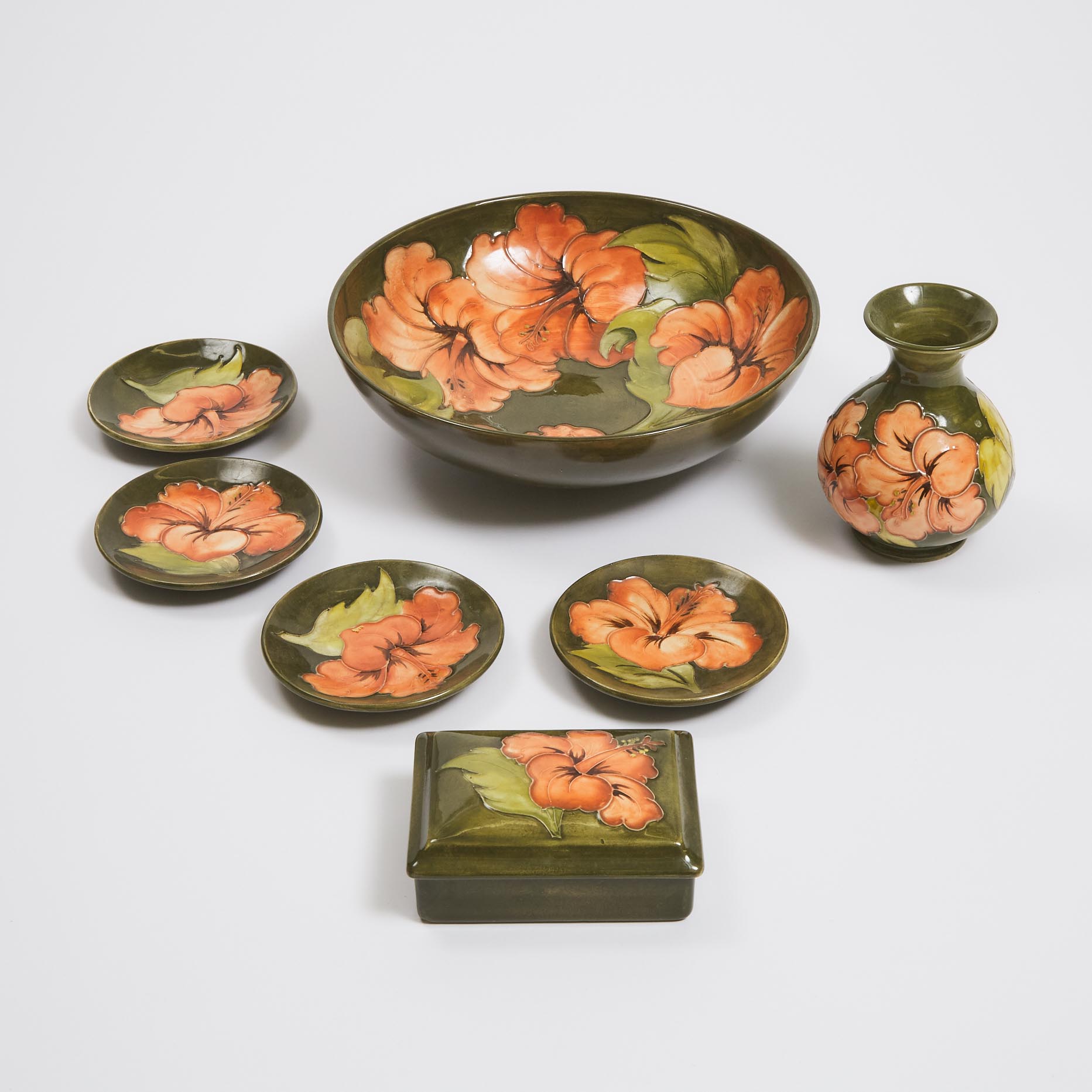 Moorcroft Coral Hibiscus Bowl,