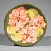 MOORCROFT HIBISCUS PLATE AND V