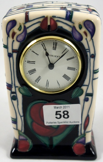 Moorcroft mantle Clock decorated in