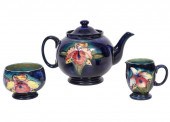 MOORCROFT POTTERY 'ORCHID' 3 P