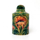 MOORCROFT POTTERY TEA CADDY, R