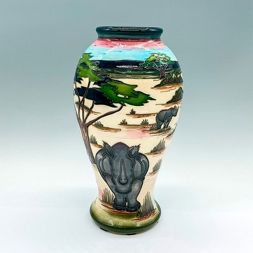 MOORCROFT POTTERY TRIAL RHINO VASE,