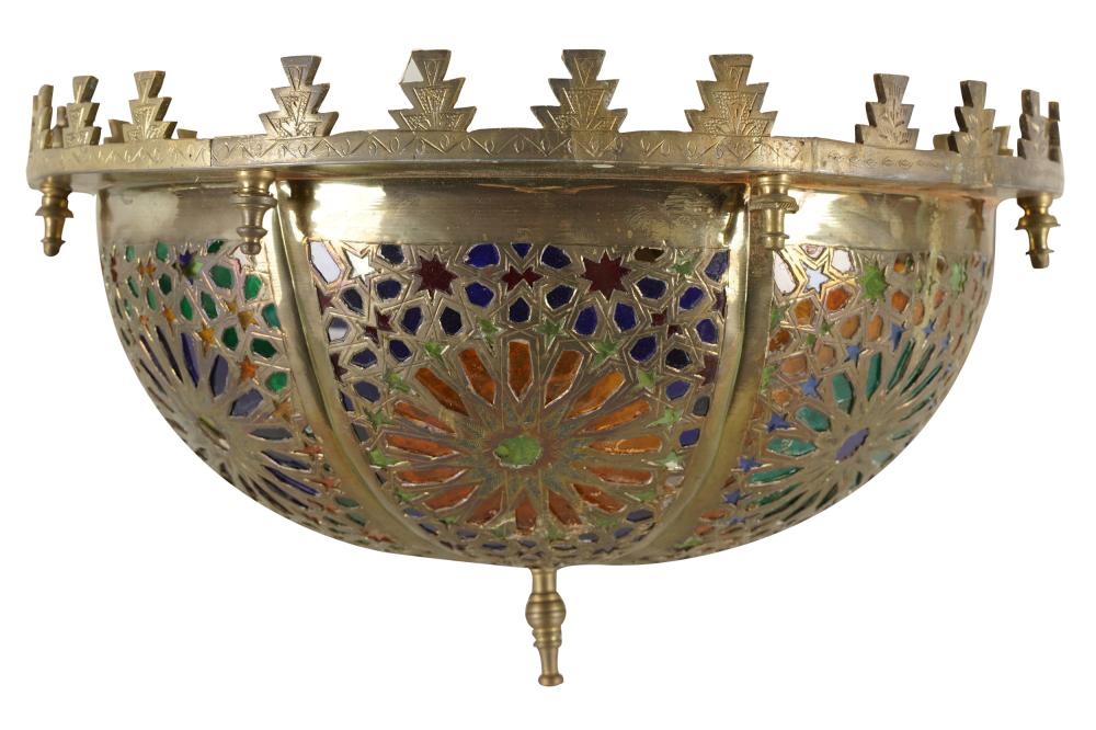MOORISH-STYLE BRASS & GLASS CEILING