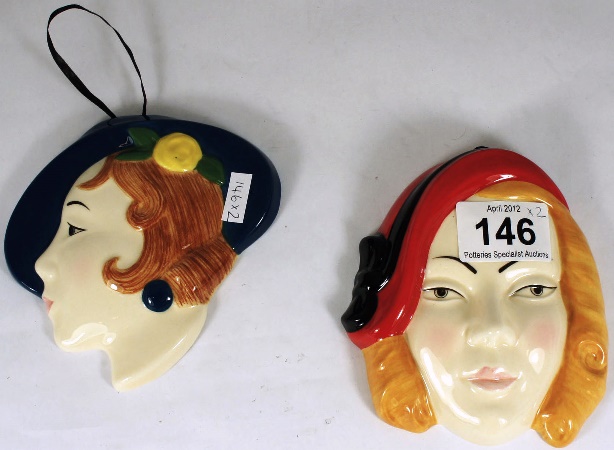 Moorland Pottery Wall Masks x 2