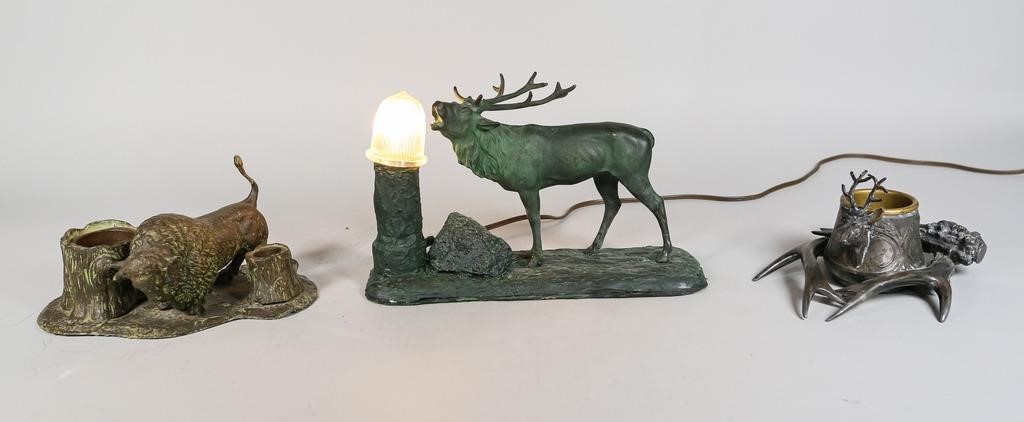 MOOSE TABLE LAMP, BUFFALO & STAG