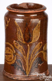 MORAVIAN REDWARE JAR, EARLY 19