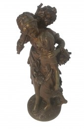 MOREAU; 21"H FRENCH BRONZE SCU