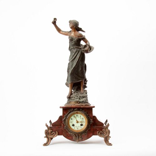 MOREAU SCULPTURAL MANTEL CLOCK,