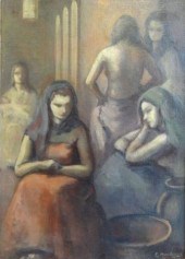 MOREHOUSE Edith. Oil on Burlap