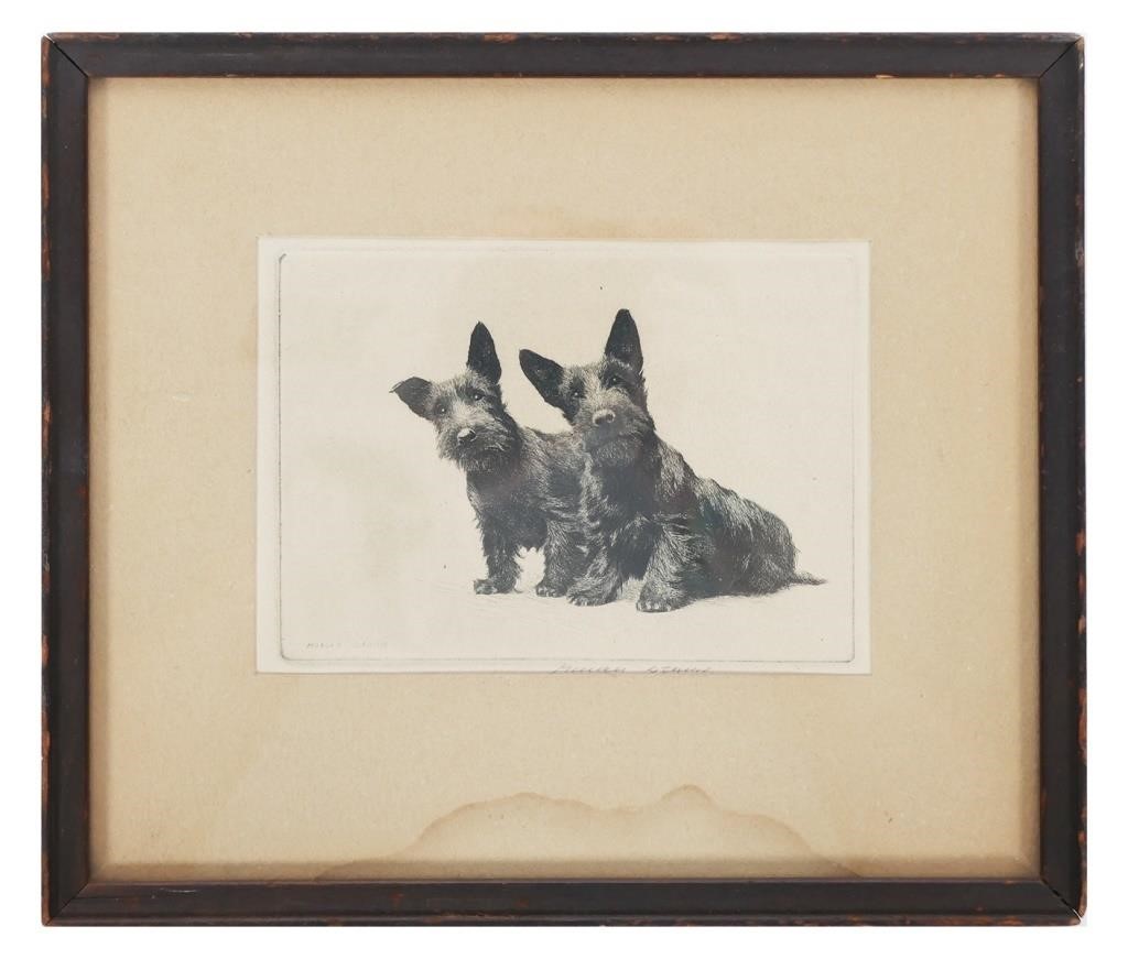 MORGAN DENNIS, ETCHING OF DOGS,
