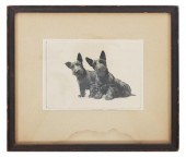 MORGAN DENNIS, ETCHING OF DOGS
