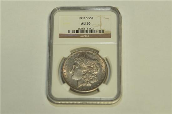 MORGAN DOLLAR. 1883-S  graded AU50.