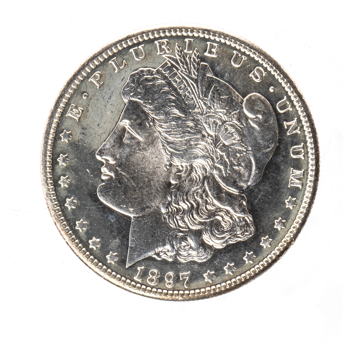 MORGAN SILVER DOLLAR, 1897S CHBU