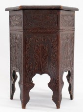 MOROCCAN CARVED HEXAGONAL TABL
