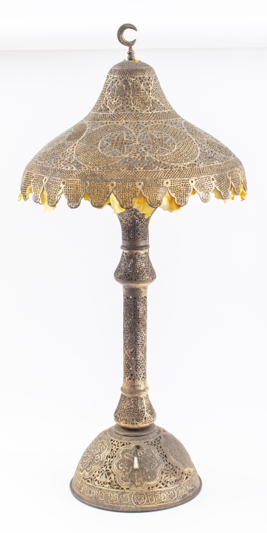 MOROCCAN JUDAICA GILT METAL TABLE