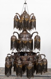 MOROCCAN PIERCED BRASS AND BEA