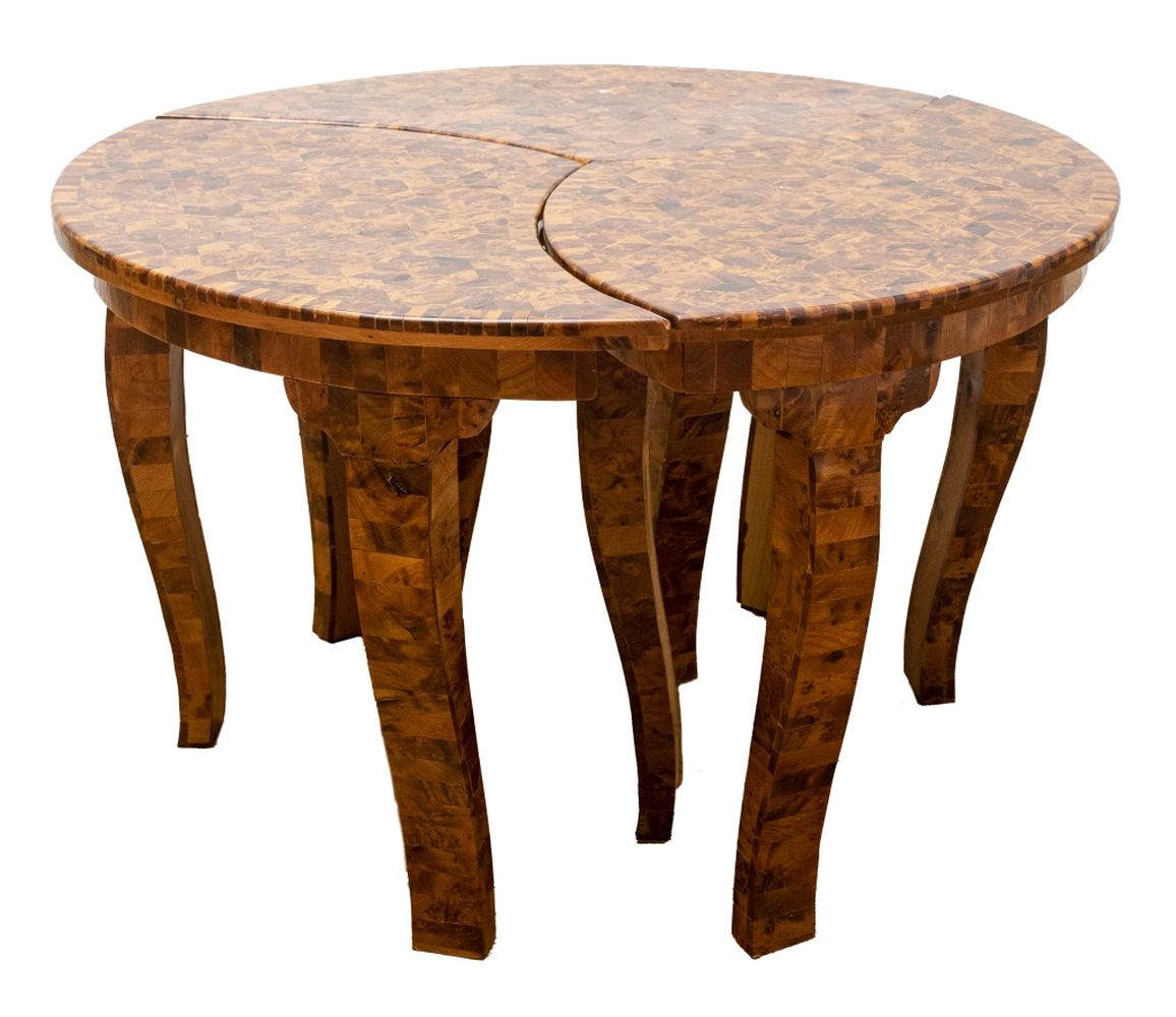 MOROCCAN WOOD VENEER SIDE TABLES, 3