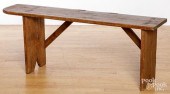 MORTISED PINE BENCH, 19TH C.Mo