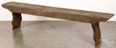 MORTISED PINE BENCH, 19TH C.Mo