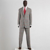 MORTY SILLS GREY AND RED WOOL