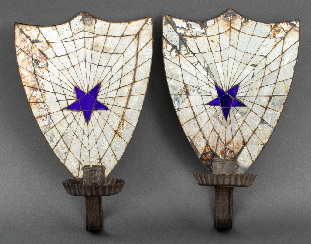 MOSAIC GLASS CANDELABRA WITH